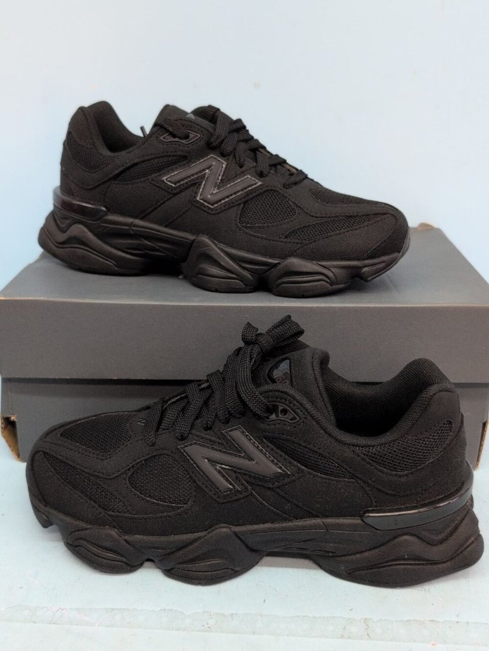 New Balance 9060 Running Sneakers Kids Athletic Shoes US 7 Triple Black GC9060BB